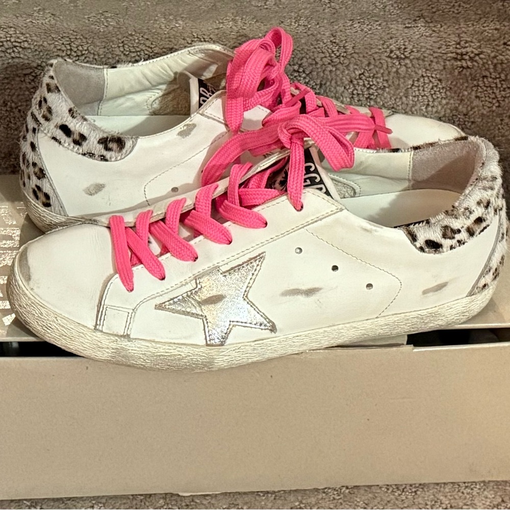 Rare Golden Goose White Leather with Horse hair heel size 38